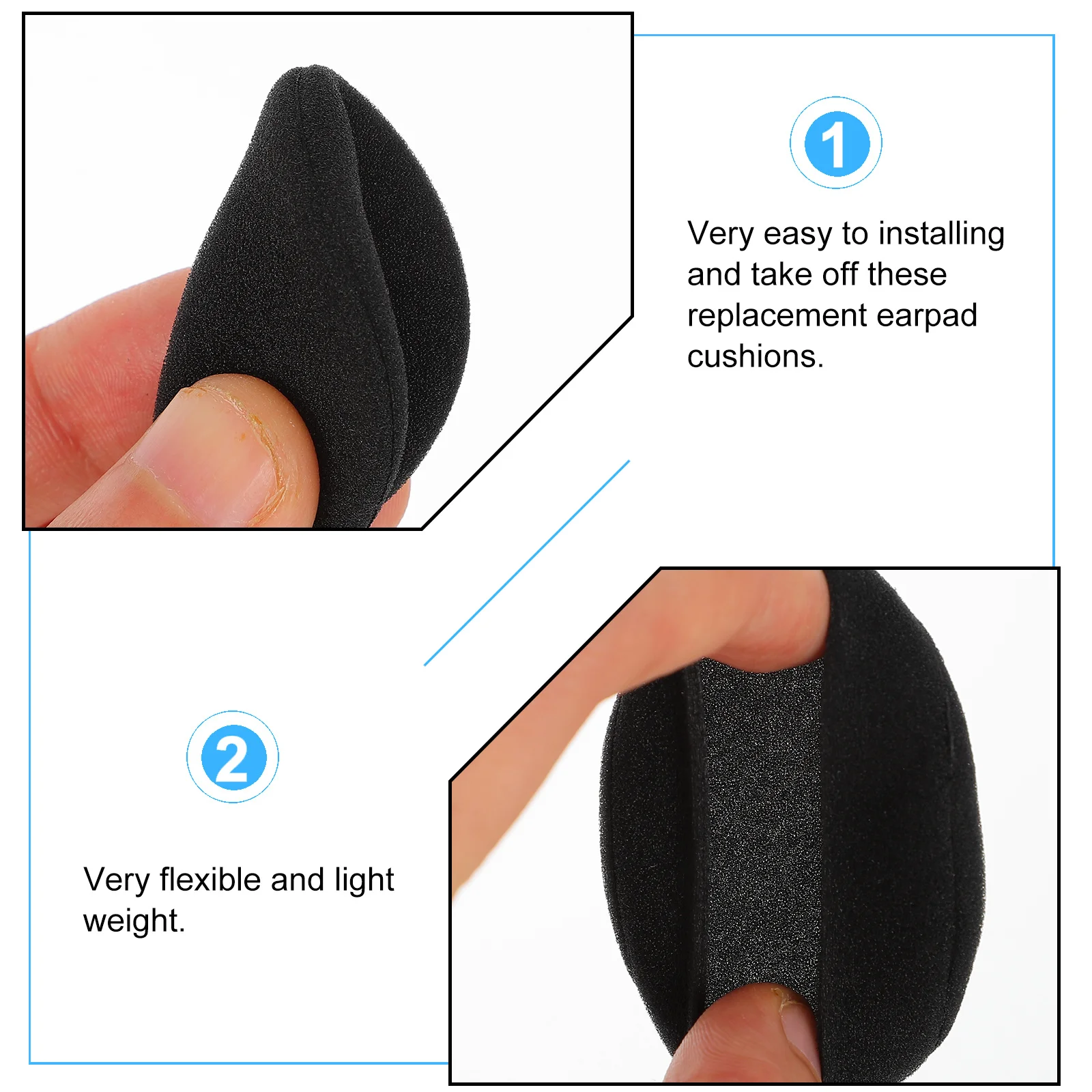 30 قطعة منصات سماعة الأذن وسائد 5 سنتيمتر صديقة للبشرة تنفس ماصة طويلة الأمد سماعة الأذن وسادة سماعة الرأس #6