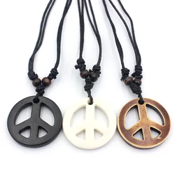 Y2k Men's New Trendy All-match Vintage Peace Necklace Imitation Bone Carved Peace Sign Necklace for Women