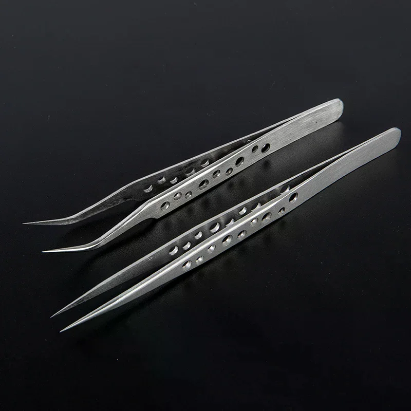 1PCS Straight Stainless Steel Rhinestones Picker Eyelash Tweezer Nippers Clip Tool Extensions Grafting Silicone Eyelash Perm Pad