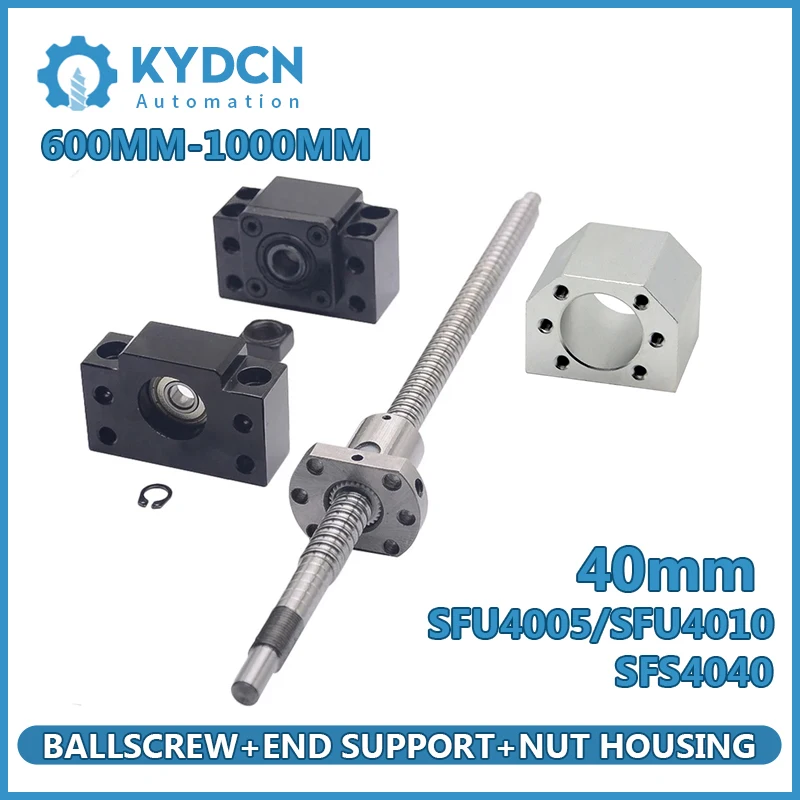 

SFU4005 SFU4010 SFS4040 Ball Screw Set 40mm Ball Screw+Nut Housing+End Support BKBF30 FKFF30 600mm-1000mm CNC Ballscrew