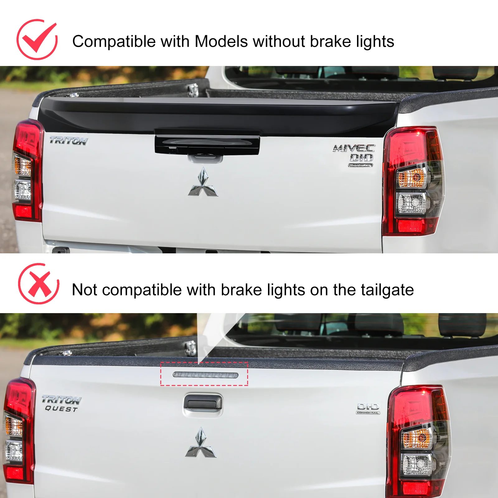 Portellone Tappo di Protezione Portellone Copertura per Mitsubishi Triton L200 2019 2020 2021 2022 2023 1PCS Nero Opaco Portellone Rail Guard