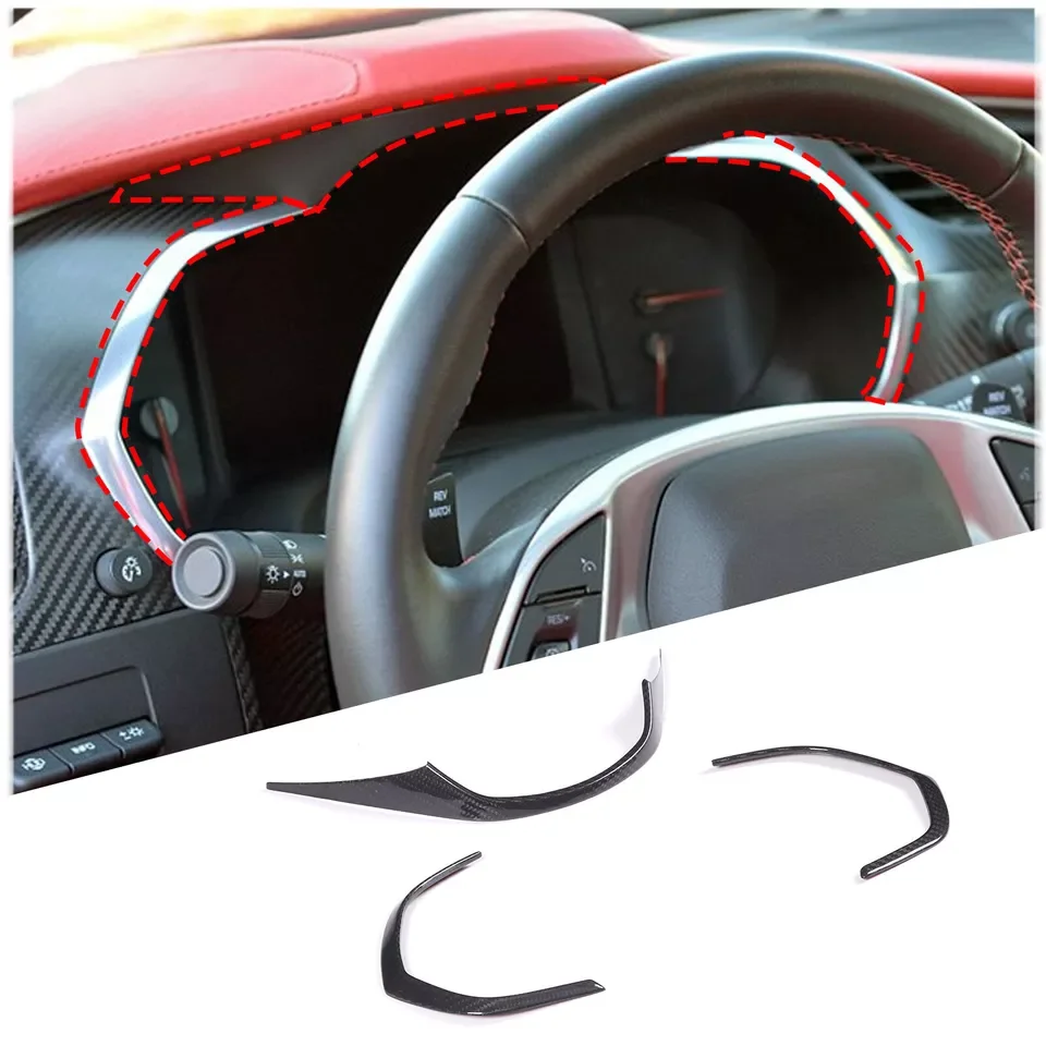 Dry Real Carbon Fiber Dashboard Tachometer frame Trim Cover For Chevrolet C7 Corvette 2014-2019