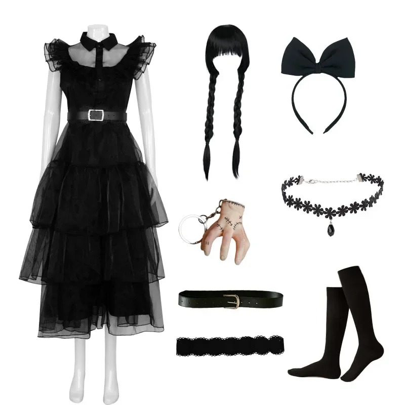 

Wednesday Addams Cosplay for Girl Costume Vestidos for Kids Party Dresses Carnival Easter Halloween Costumes 2023 New