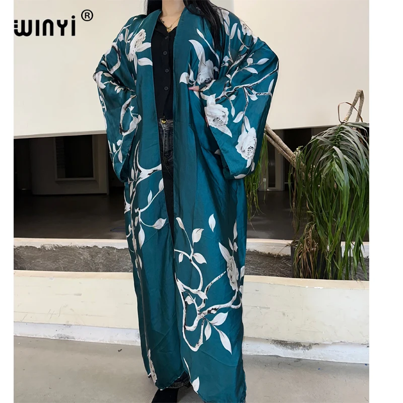 WINYI bohemian kimono kaftan beachwear Cardigan sexy  party dress abaya dubai luxury cover-ups beach outfits women party dress