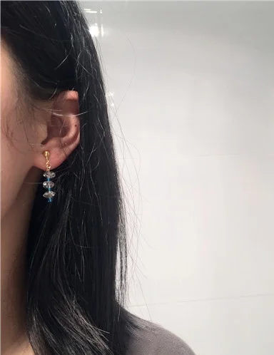 

Ручная работа Petitsmo Fre Crystal Mix Морской синий винтажные серьги из бисера Футболка с белым кристаллом Универсальный простой дизайн ювелирных изделий