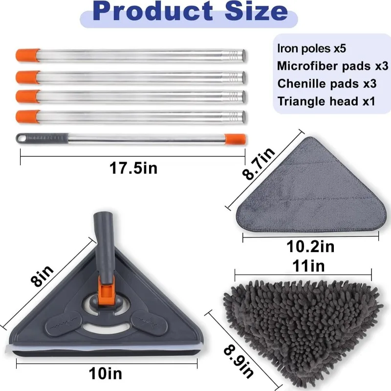 HLZS-Adjustable Stainless Steel Steam Mop With 5 Sections, 780G, Ultrafine Fiber Cloth Included