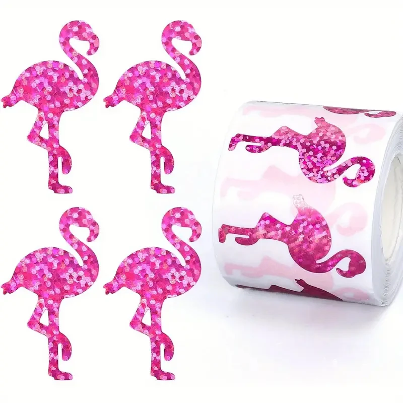 100-500pcs Glitter Pink Flamingos Stickers Party Gift Wrapping Label Children Scrapbook Cute Stationery Stickers