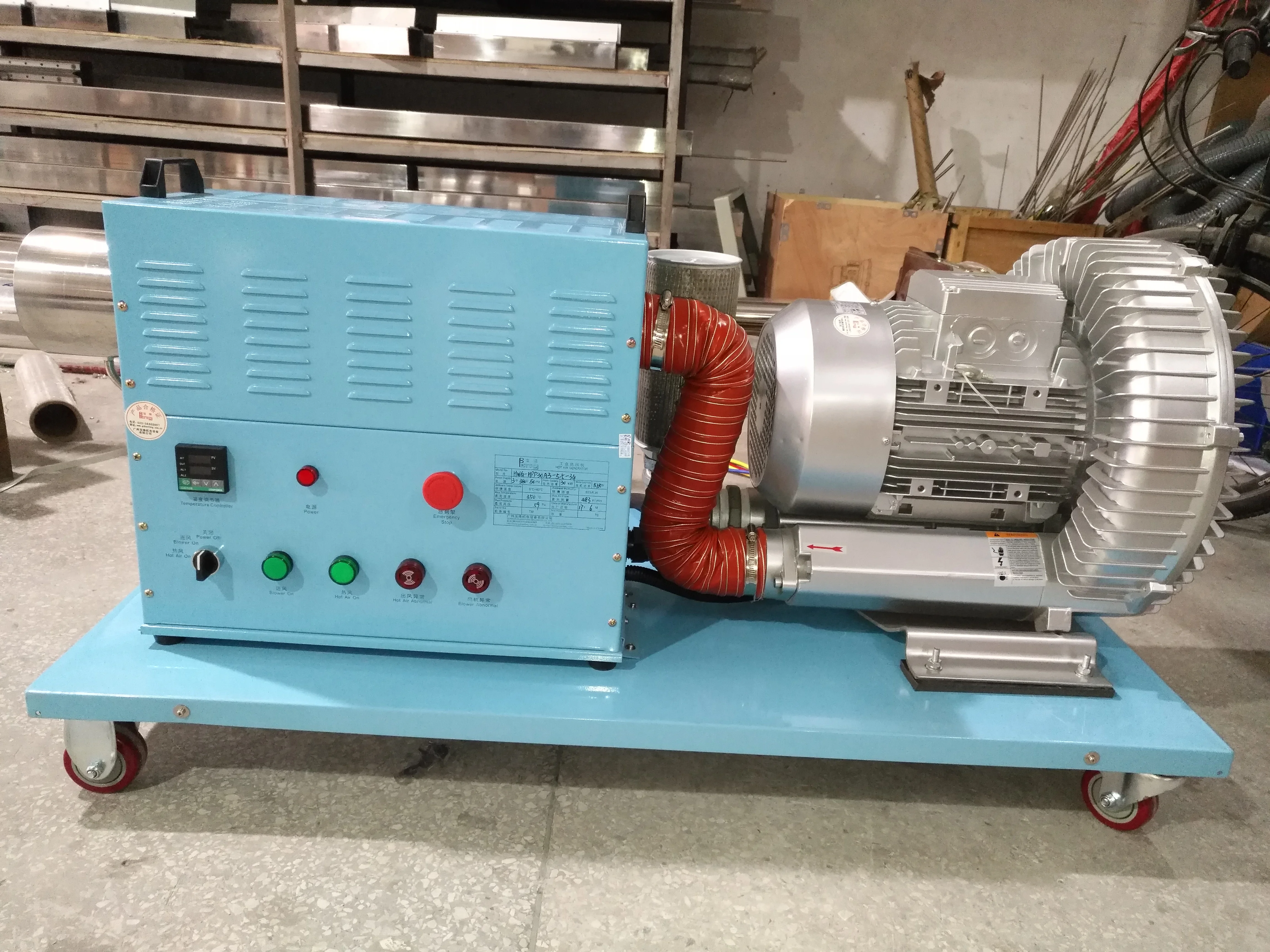 5KW Industrial Electric Heater Stainless Steel Hot Air Blower with High-Pressure Motor for Drying Featuring Core Heating Element