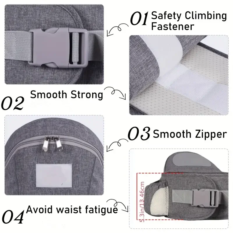 Ergonomic Baby Carrier Adjustable Waistband Ergonomic Lightweight Collapsable Hipseat Carrier Portable Pocket