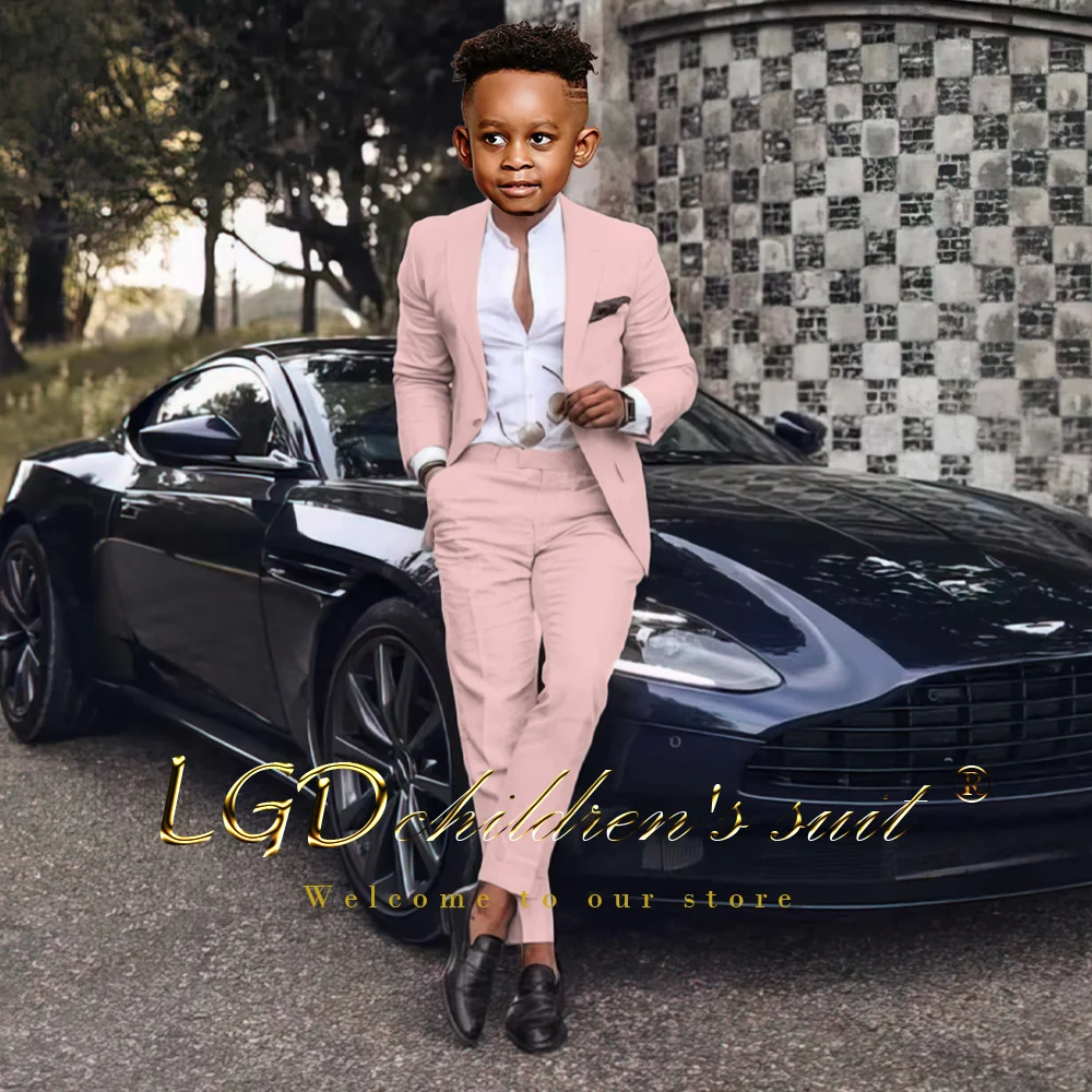 Boys' Linen Suit 2 Piece Set - Customized Business Casual and Special Occasion Suits for Children 3~16 Years Old