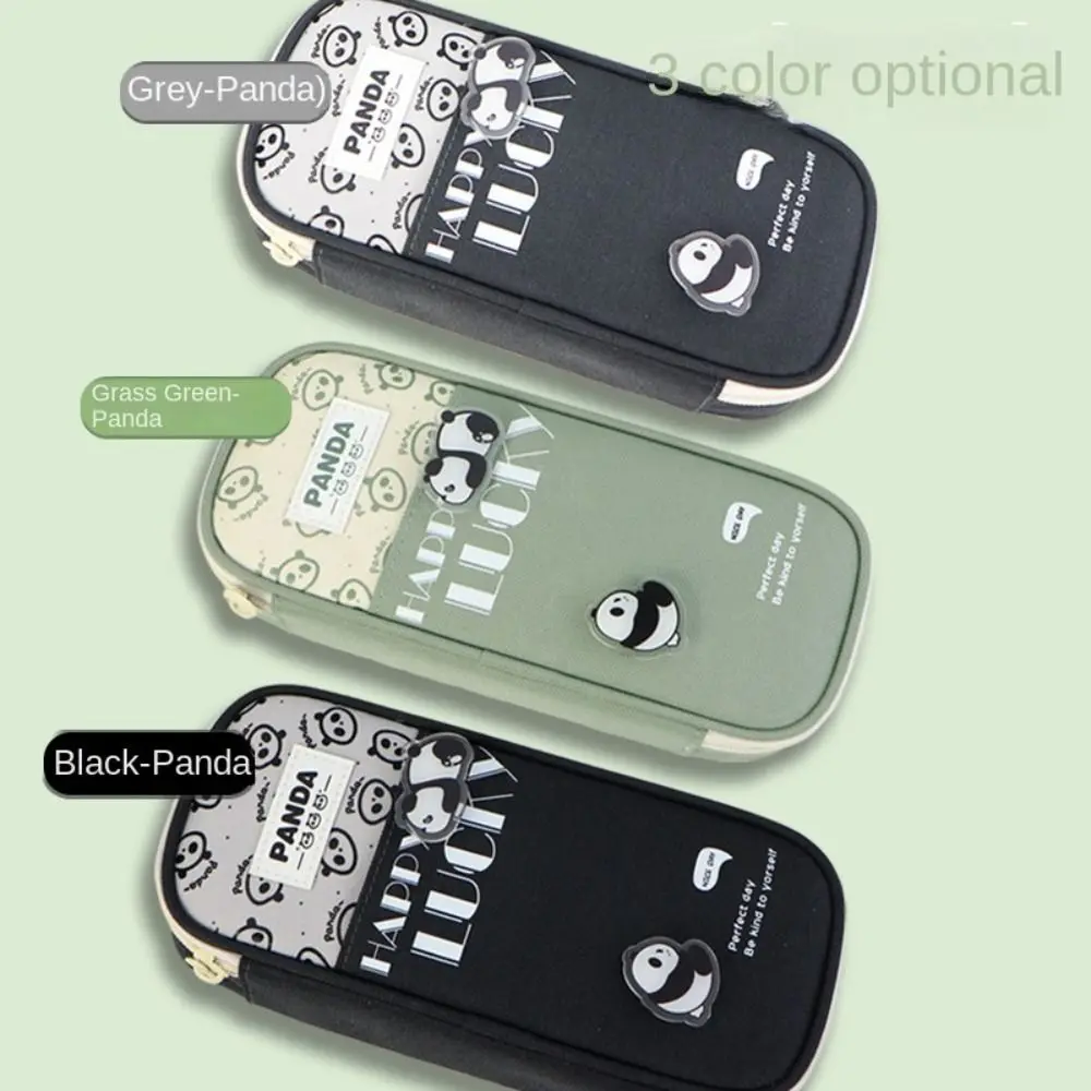 Multifunction Creative Two Layers Pen Holder Large Capacity Pen Boxes Green Cute Fashion Kawaii Zipper Student Pencil Pouch