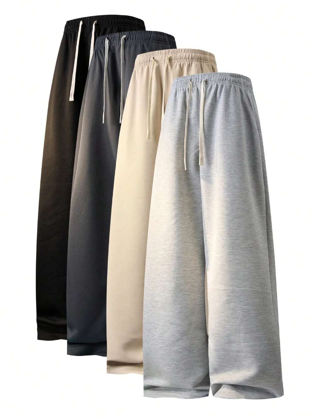 

Men's solid color athletic casual pants with drawstring waist belt outdoor loose casual pants, fashionable straight leg pants