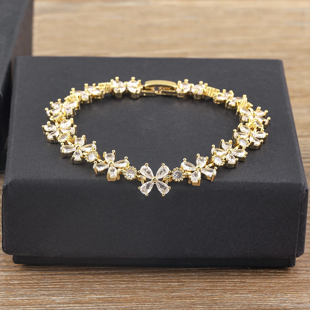 

Nidin Light Luxury Cute Delicate Lucky Bow Rhinestone Bracelet For Women Zirconia New Gentle Trendy Wedding Jewelry Gifts