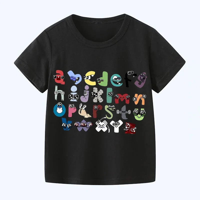 New 2023 Summer Fashion Children\'s Alphabet Lore Harajuku T-shirt Boys T Shirt Girls Clothes Print Cartoon T Shirts Kids Clothes