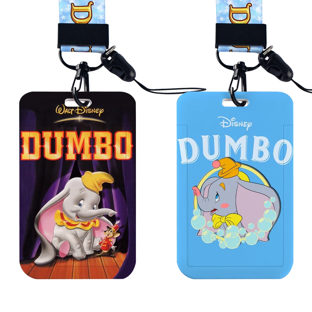 Disney Dumbo Cartoon Elephant Lanyard For Keys Chain ID Credit Card Cover Student Bus Card Holder Charm Badge Holders Neck Strap