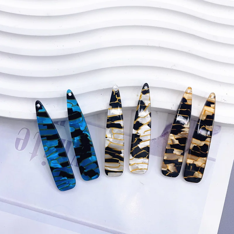Wholesale 70pcs/lot color pattern print geometry water drop shape acrylic beads diy jewelry pendant accessory