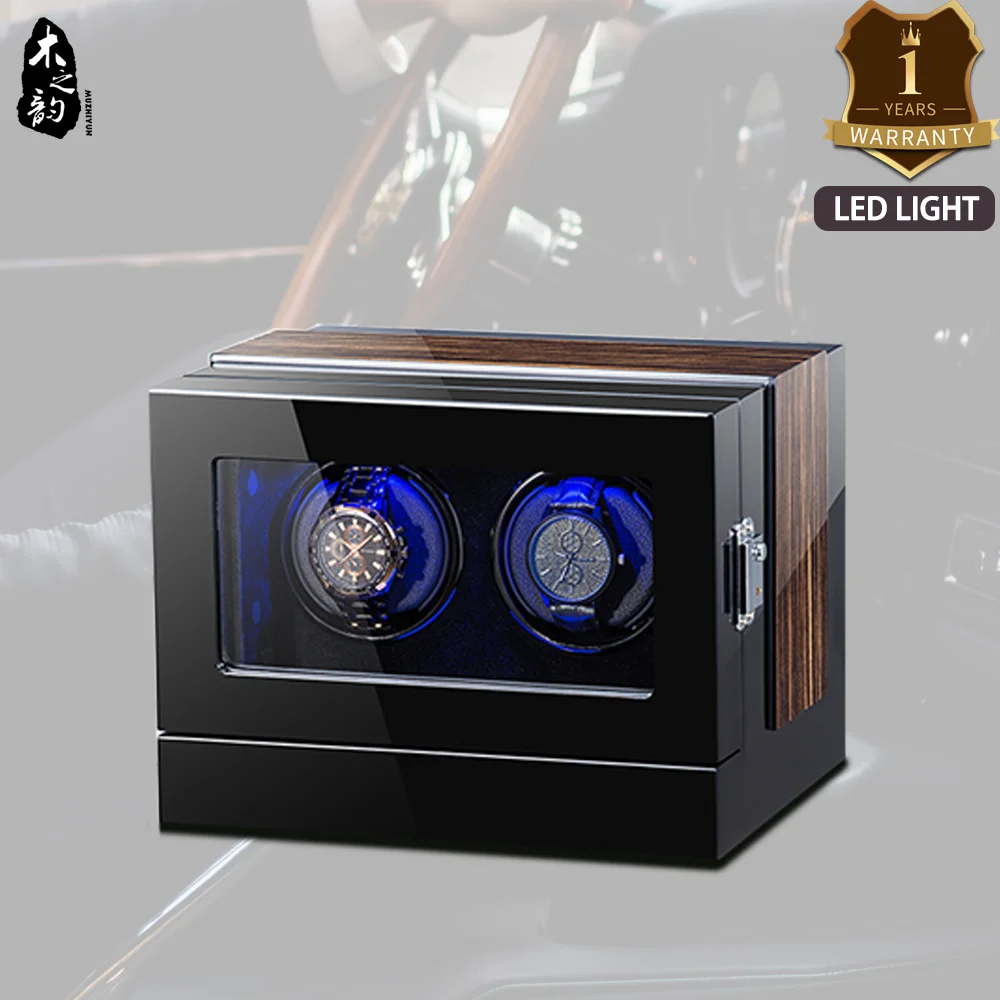 Watch Winding Box for Automatic Watch with Soft Pillow LED Light Quiet Japanese Motors Clock Storage Box