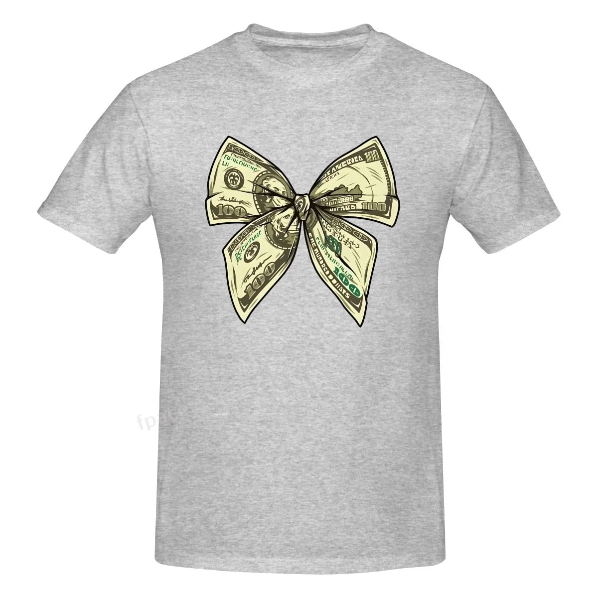 

MONEY Bowknot Casual Cotton Summer Men Clothing Tops Men's Basic Short Sleeve T-Shirt