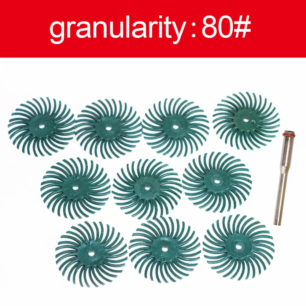 10/8pcs Grinding Discs+1* Extension Rod  1Inch Radial Bristle Disc Kit Abrasive Brush 3mm Shank Detail Polishing Wheel