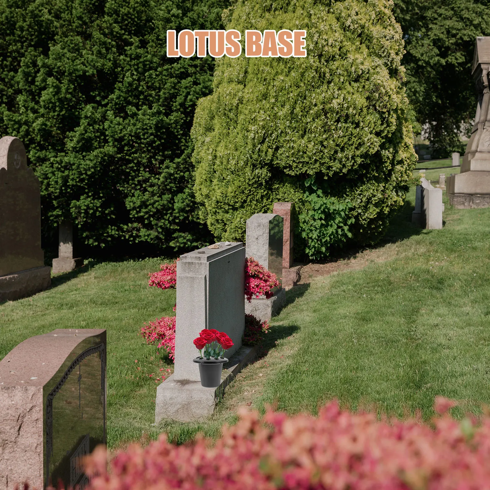 4 Pezzi Vaso Commemorativo Raffinato per Tombe, Portafiori da Cimitero, Robusto Vaso in Plastica per Fiori da Tomba, Decorazione per Giardino e Prato