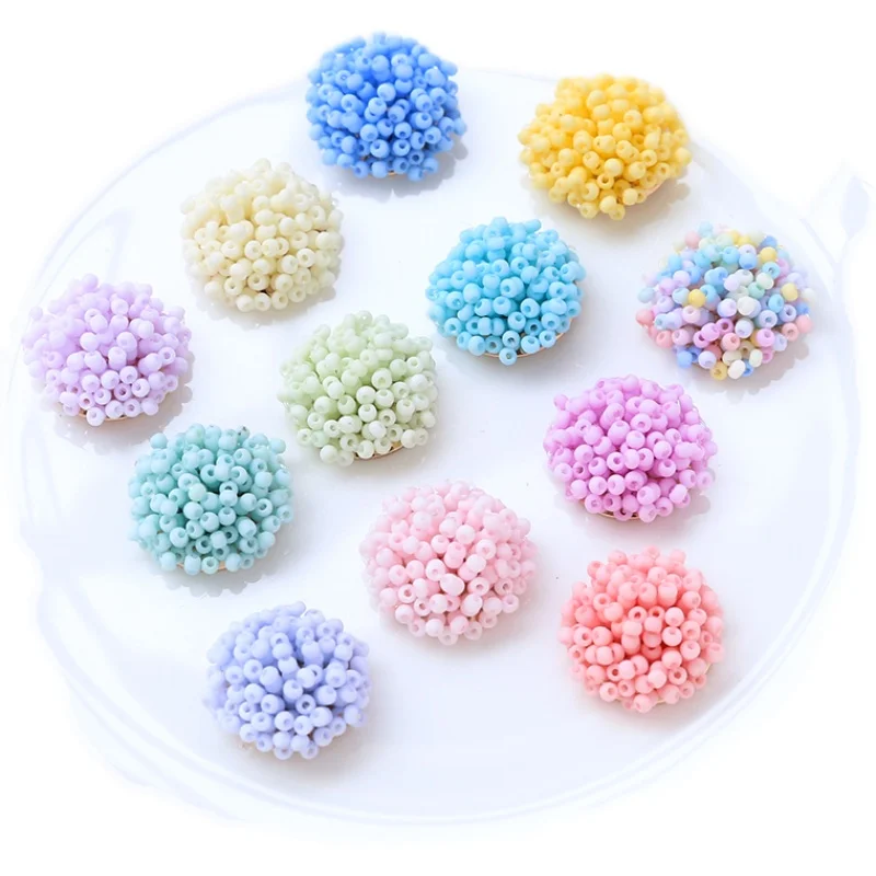 1pcs Macaron Color Sweet Rice Beads Beaded Flower Patch Diy Handmade Jewelry Earrings Accessories Material Charms