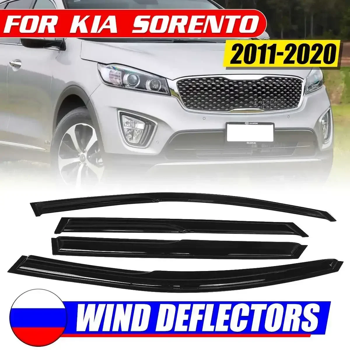 

Car Side Window Visors Rain Eyebrow Guards Sun Visor Windshield Deflectors Fors Kia Sorento 2011-2015 2015-2020