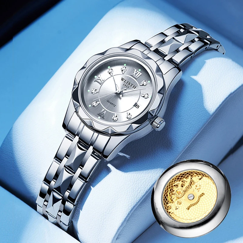 Fashion Women‘s Watches Gold Small Wristwatch Date Week Watch for Female Quartz  Watch Waterproof Luminous Stainless Wristwatch