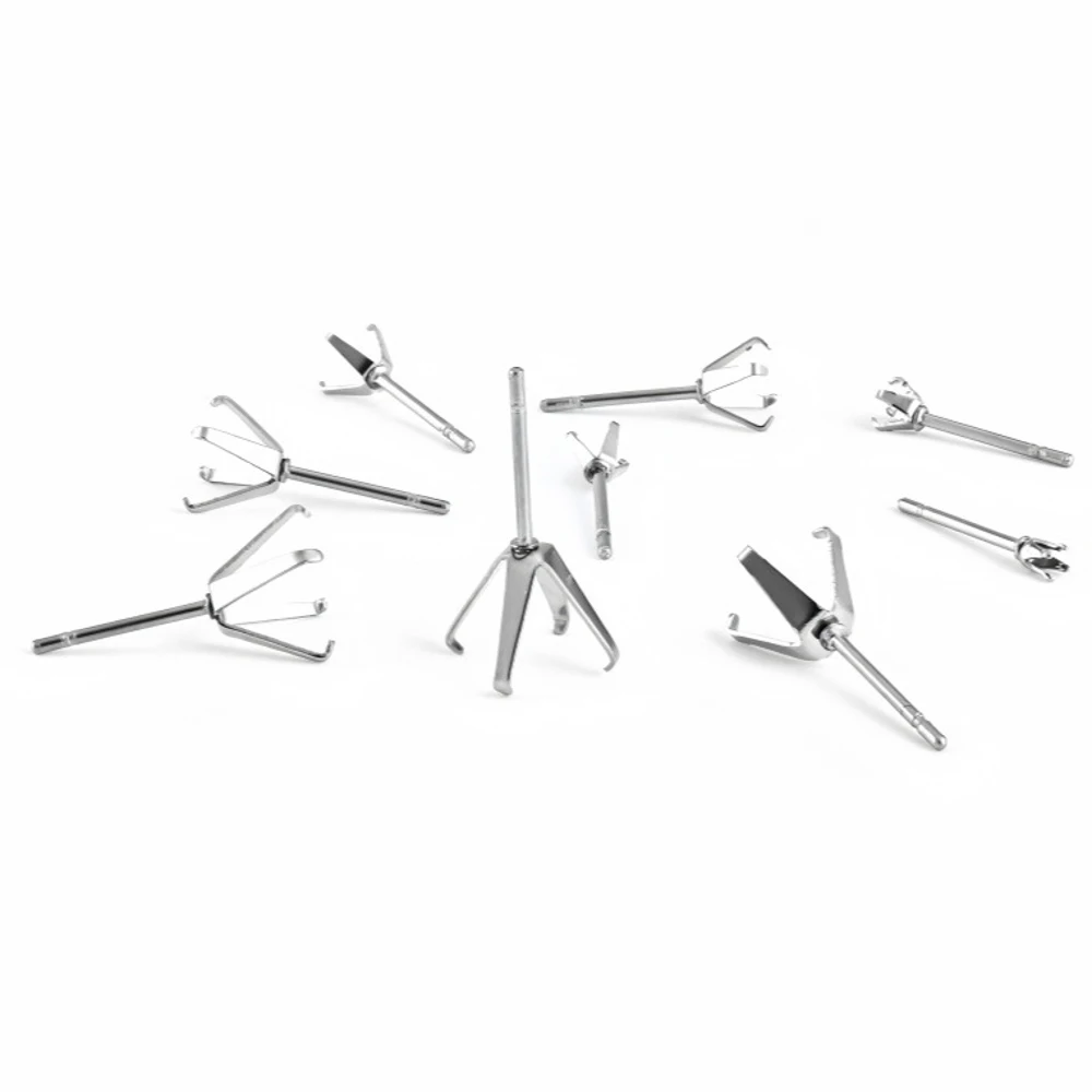 50pcs 4 Craw Square Stainless Steel Earring Stud Ear Post Nails Rhinestone Pad Base Posts Diy Earring Jewelry Findings Makings