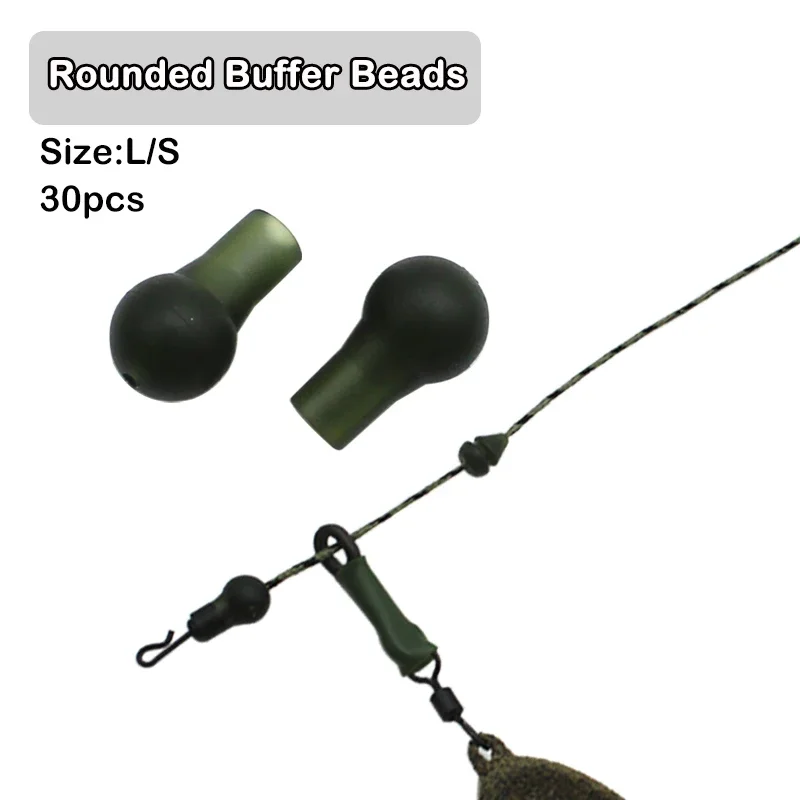 

30pcs Carp Fishing Accessories Rounded Buffer Beads Size S/L for Helicopter Rig Chod Heli Buffer Sleeve Beads For Tackle