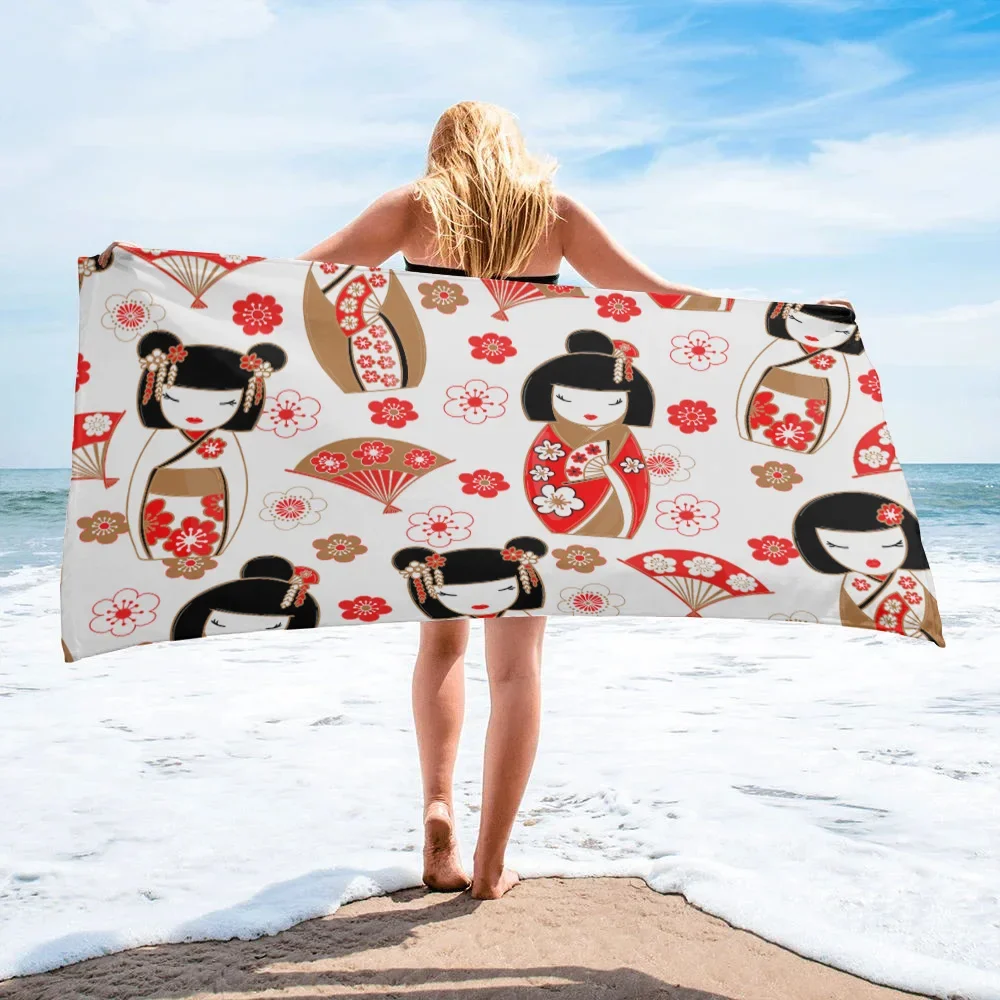 Japanese Geisha Beach Towel Household Item Bathroom Accessories Microfiber Bath Towels Beach Mat Yoga Mat Travel Yoga for Women