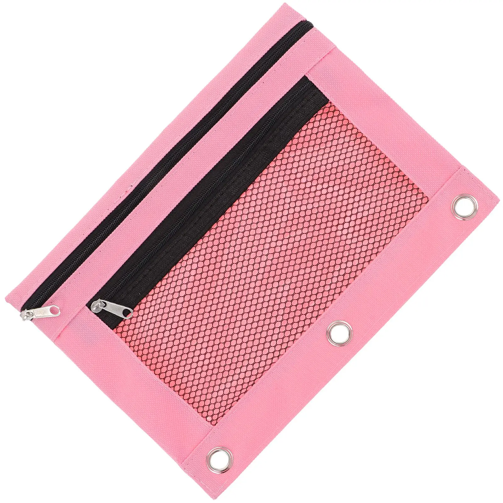 Pencil Case Binder Pouch Oxford Cloth Detachable Zipper Pen Holder B5 Black Mesh For Notebook Organizers