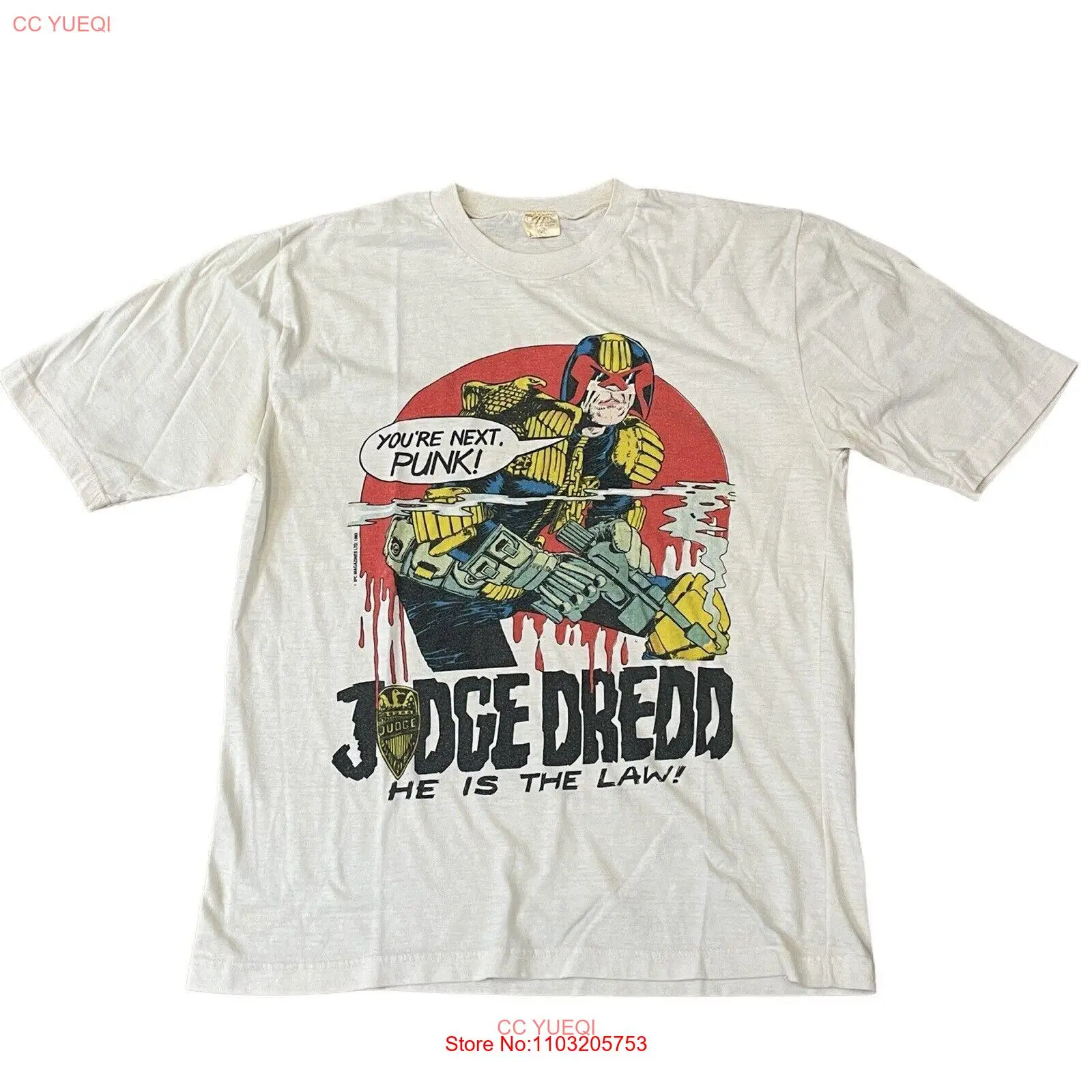 Vintage Judge Dredd He is The Law 1983 T-shirt You’re Next Punk Comic Book 80s