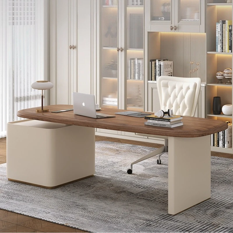 Walnut color study solid office table advanced Exquisite minimalist Desk multi-functional practical escritorio Office furniture