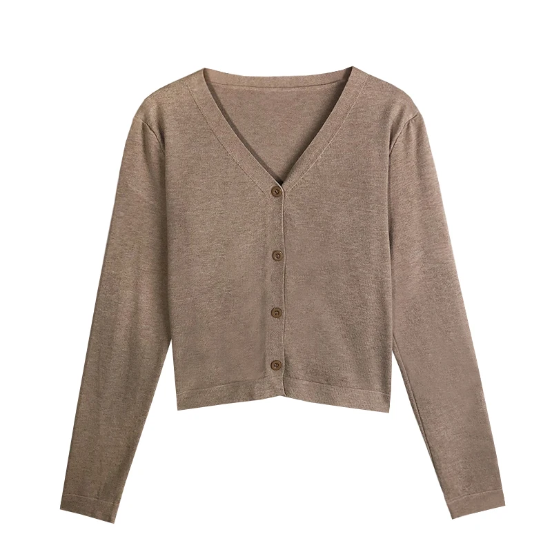 

Knitted Sweater Women Cardigans New Long Sleeve V-Neck White Knit Sweater Cardigan Women Tops Knitwears Sueters De Mujer Q1102