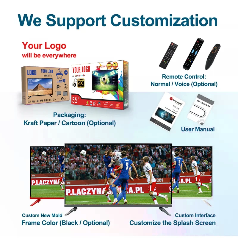 Smart TV For Tv Inteligente 4k Ultra Hd 55 Pulgadas Led Factory Home Hotel Android Televisores Led TV HD