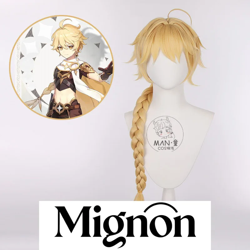 Genshin Impact Aether Cosplay perruque dorée tressée Style cadeau d'Halloween