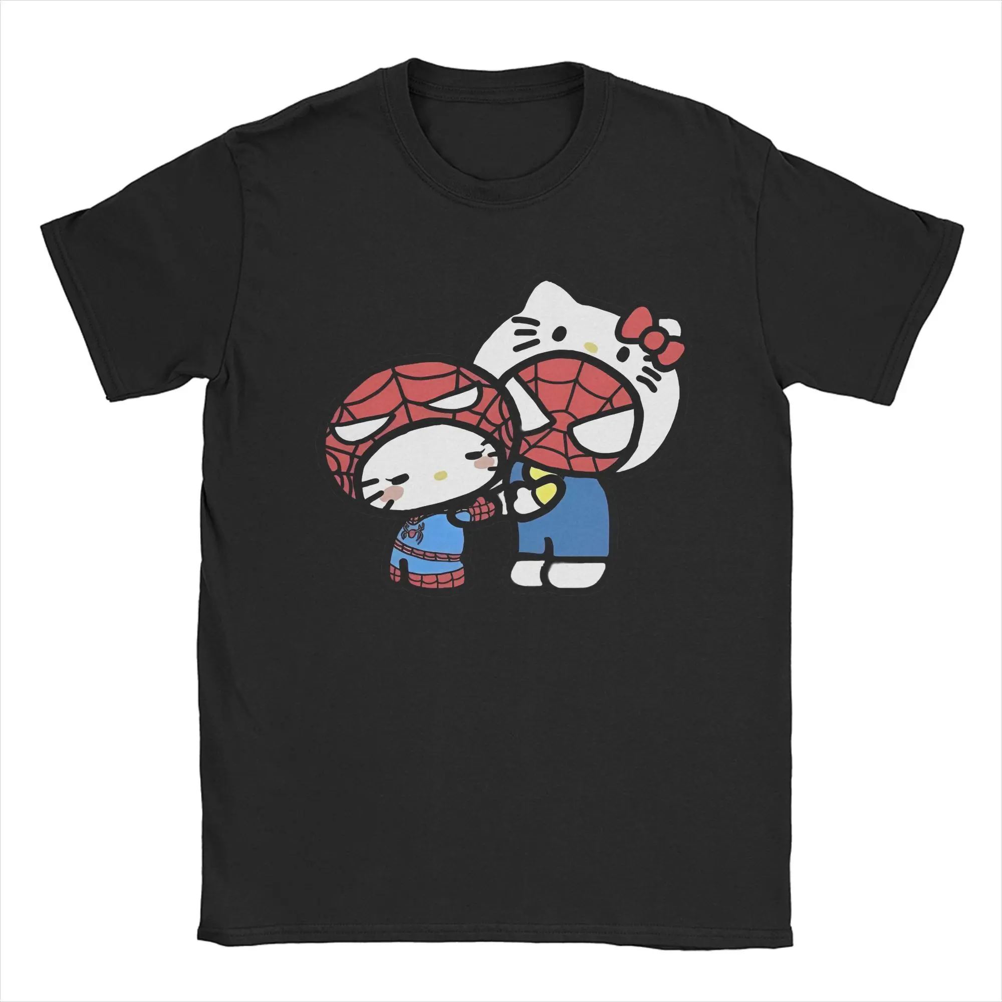 Men Women Printed Hello Kitty Cartoon Spiderman  Tee T Shirt Cotton  T-shirts Clothes