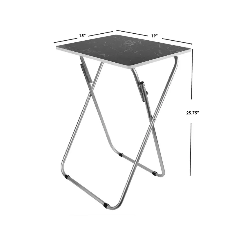 Marble Design Multi-Purpose Foldable Table, Black/Grey