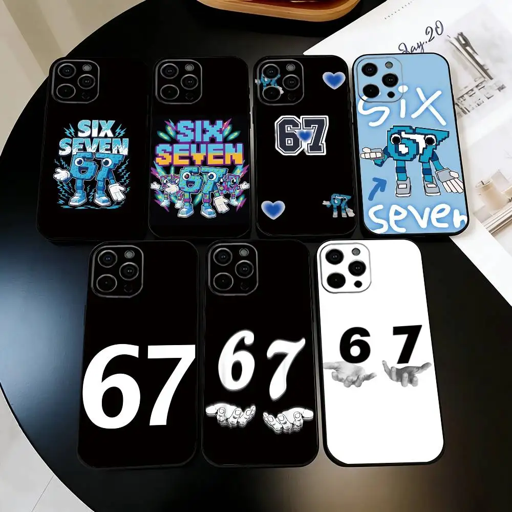 

Six Seven 67 Phone Case For iPhone 17,16,15,14,13,12,11 Plus,Pro Max,XS,Soft Silicone Black Cover