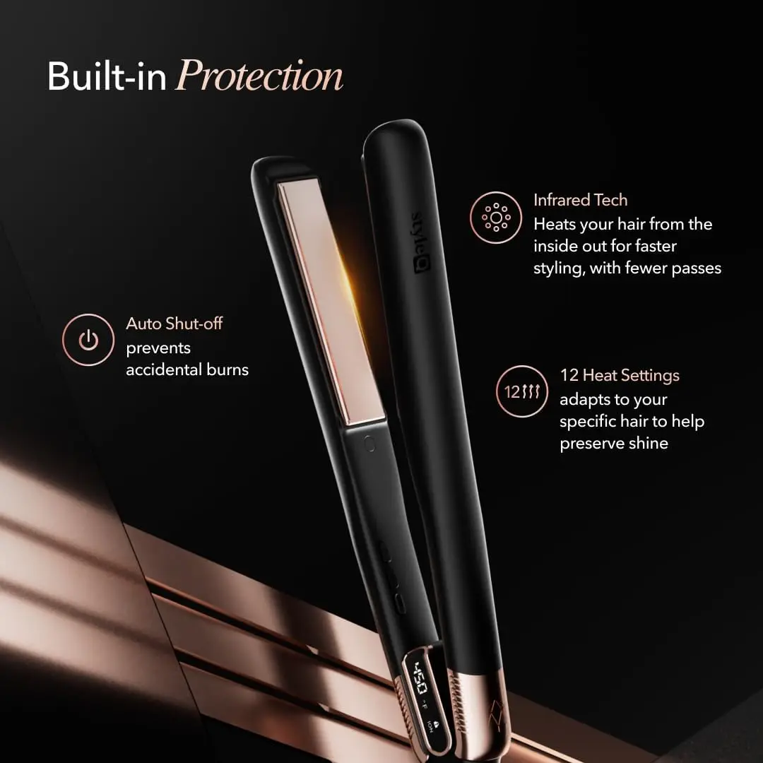 Red Light Therapy Hair Straightener – Titanium Plates, 12 Heat Settings, Frizz-Free for All Hair Types view 6