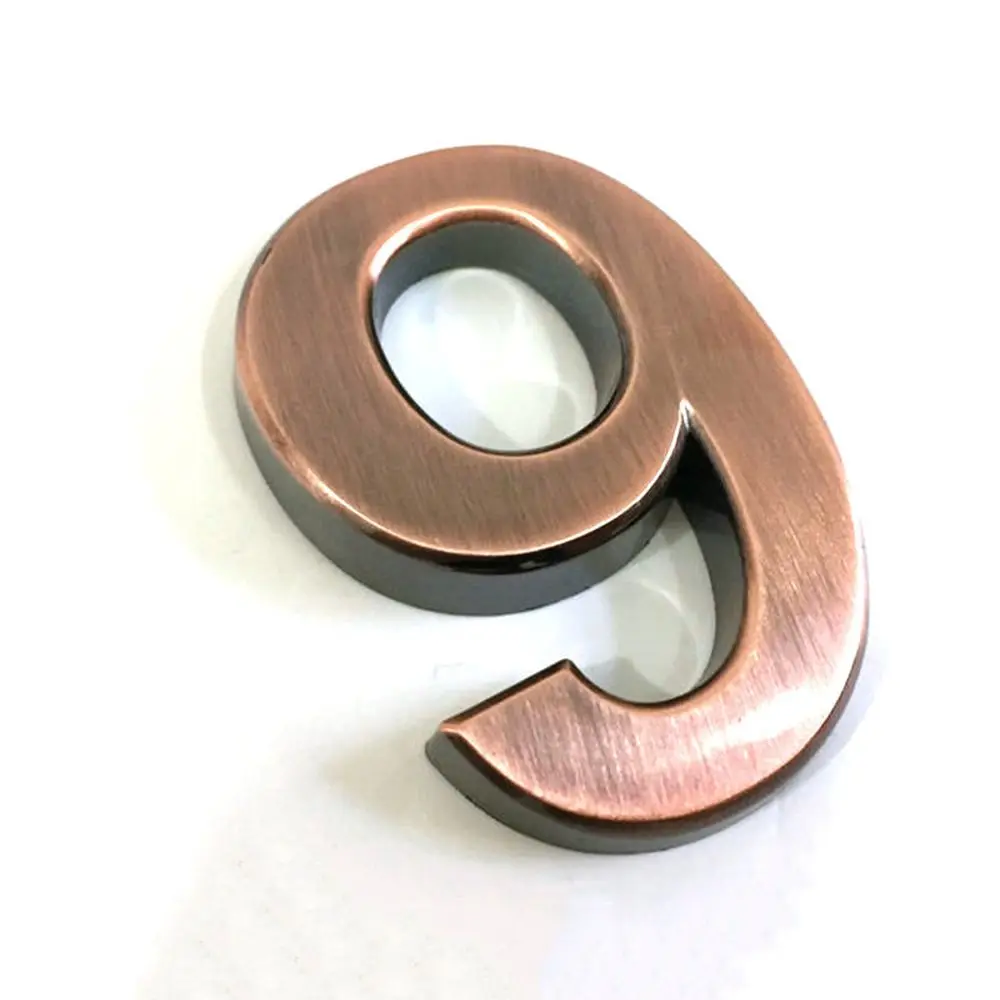 1 PC 3D Bronze Numeral Self-adhesive Door Plates Room Number Address Sign Digits Sticker
