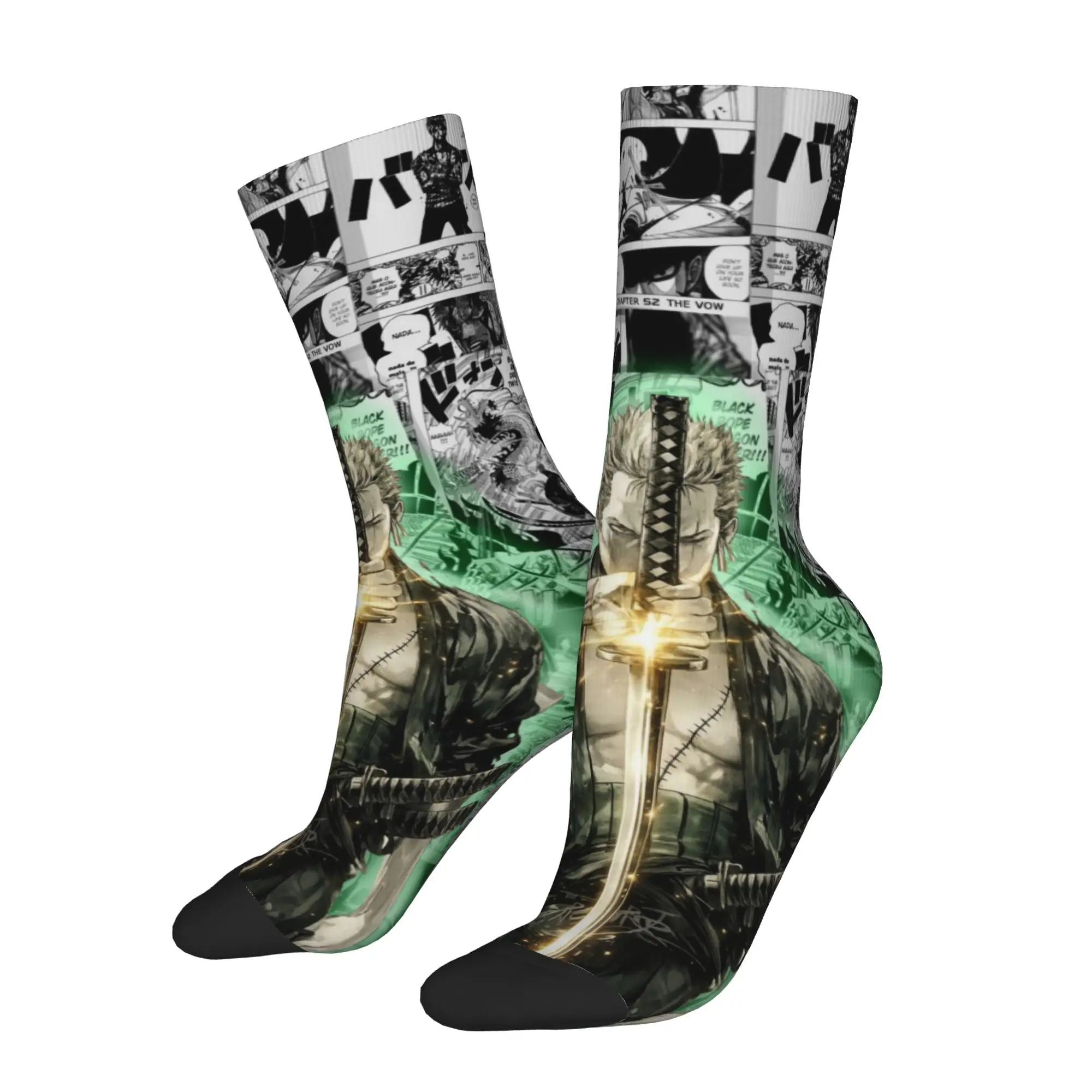 

1 Pair Funny Sock One Piece Roronoa Zoro (14) Rock Seamless Pattern Printed Men Socks Casual Men's Socks