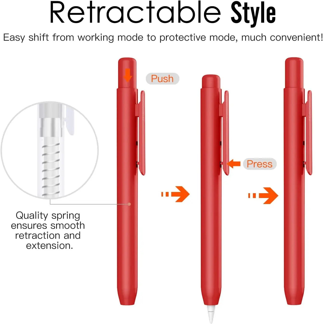 Retractable Holder Case for Apple Pencil 1st Generation Protective iPad Pencil Sleeve Skin Cover with Sturdy Clip view 3