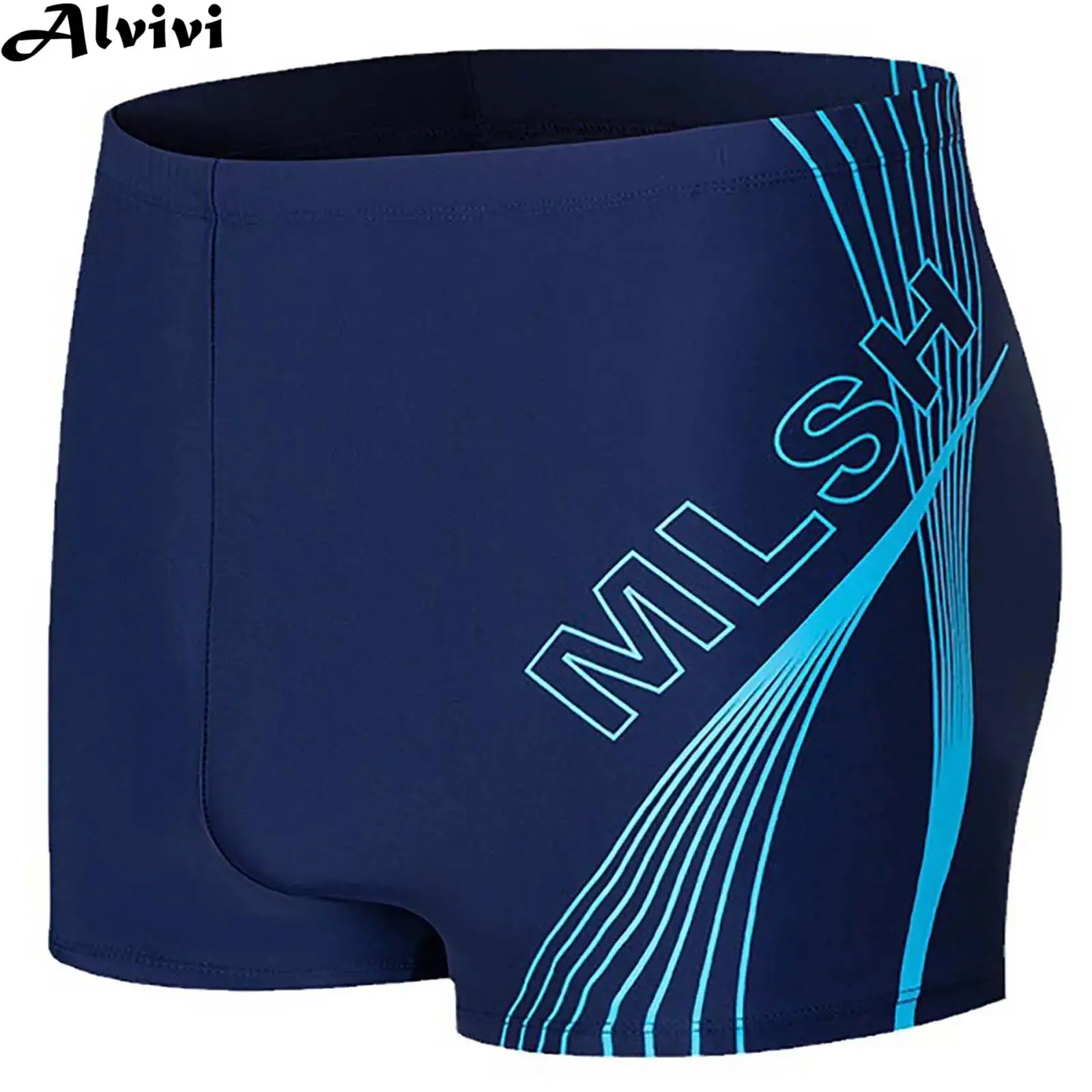 Men Summer Swimming Trunks Athletic Swim Boxer Shorts with Mesh Liner Swimwear Beach Surfing Sunbathing Diving Pool Swimsuit