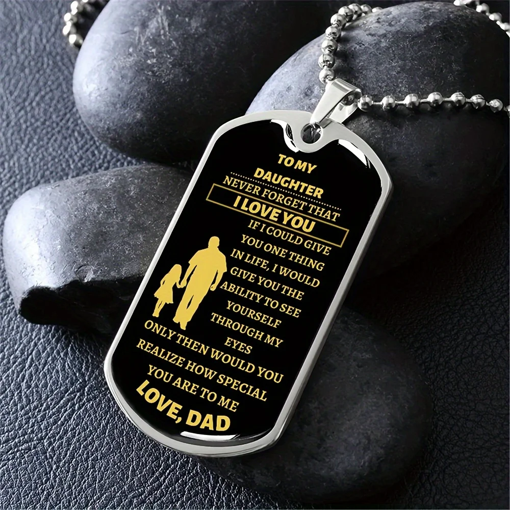 Collier d'étiquette de chien à ma fille, mère, père, n'oublie jamais, je t'aime, remise des diplômes, jour de Noël, cadeaux de fête d'anniversaire