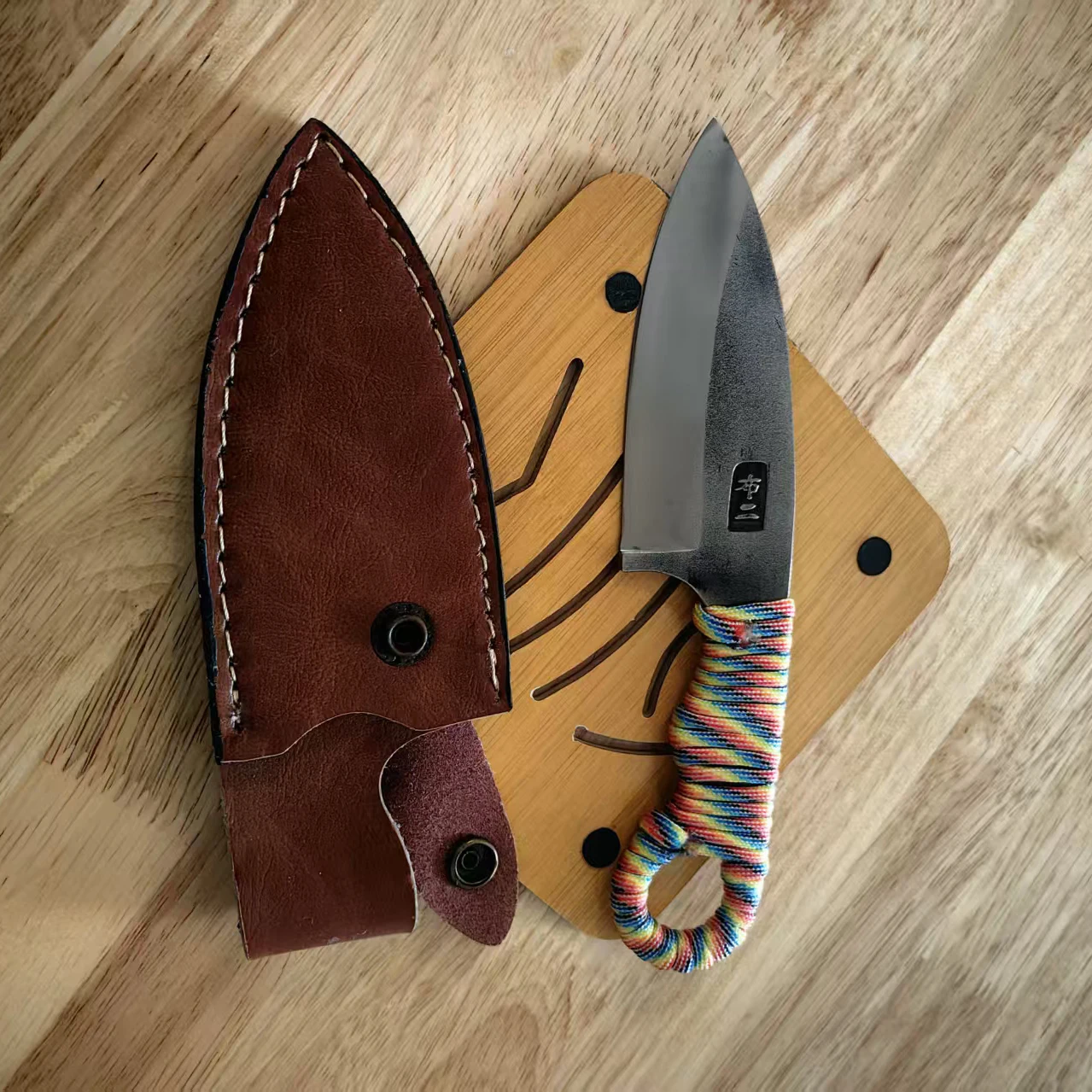 4 Inch Utility Knife With Cover 3-layers BG42 Aviation Special Steel Blade Cleaver Barbecue Paring Handmade Forged Kitchen Knife