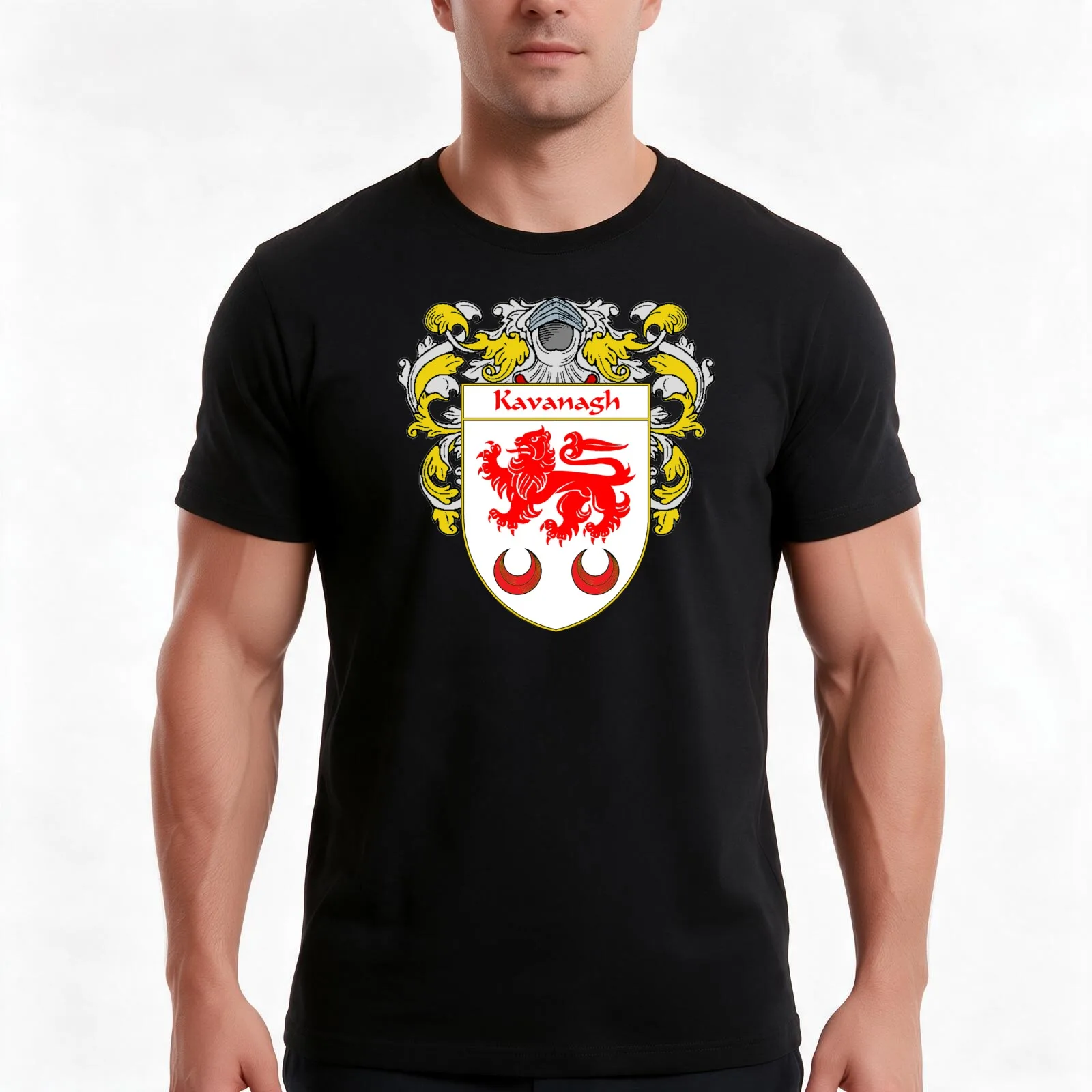 Kavanagh Coat of Arms/Family Crest T-Shirt Summer Casual Cotton Tee Oversized Streetwear Tops Vintage Graphic Print