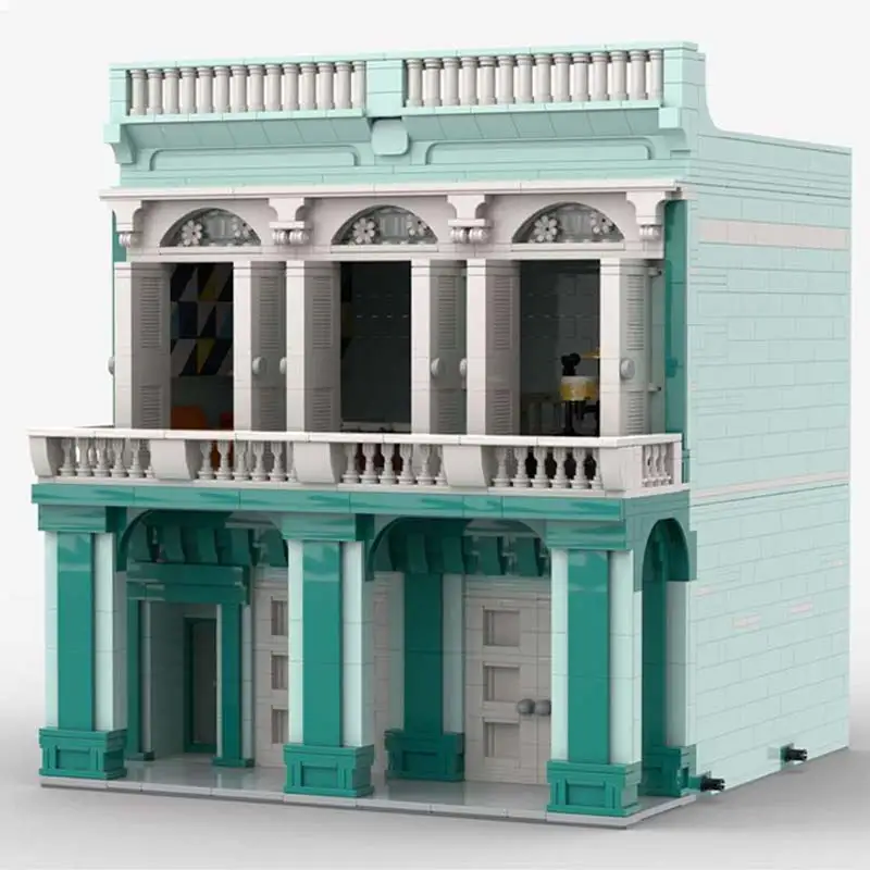 Famous MOC Building Blocks City Street View Architecture Cuban Club Modular Model Bricks DIY High-tech Toy Children's Collection