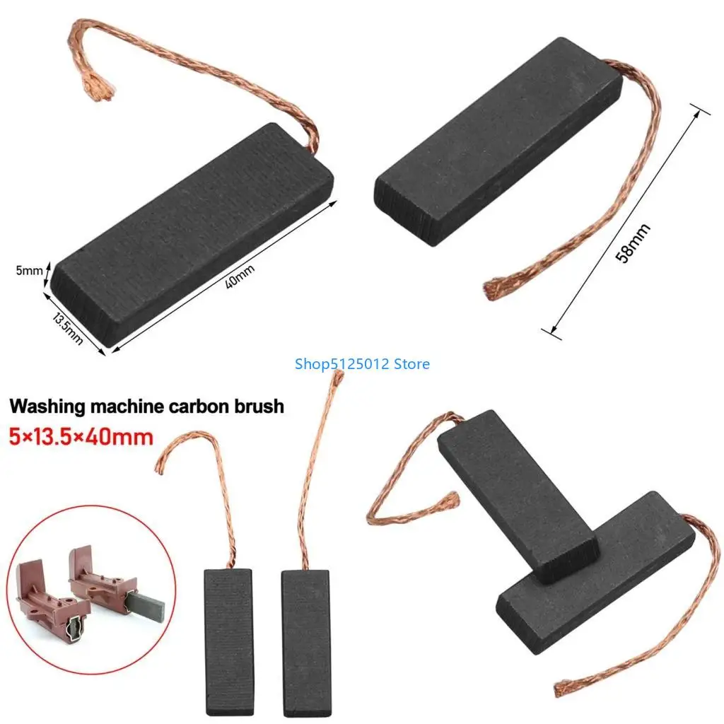 G8TC 2Pcs/pack 5x13.5x40mm/1.57x0.53x0.19in With Length For Washing Machine Black Carbon Brush Motor