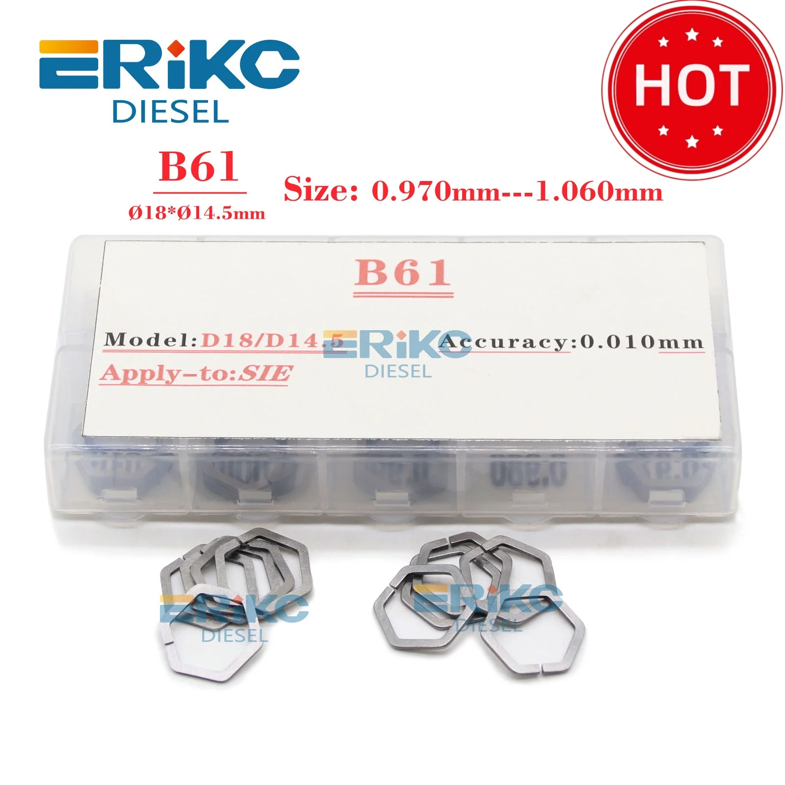 

ERIKC B61 E1023601 Шайба регулировки пьезопаливной форсунки Точность 0,005 мм Размер 0,970-1,060 мм для форсунок Siemens